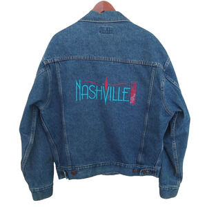 VTG NASHVILLE TENNESSEE EMBROIDERED DEMIN JACKET LARGE WHOA APPAREL U.S.A.